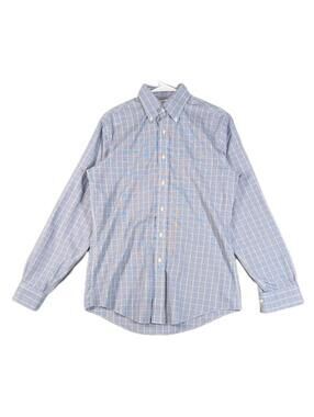 Brooks Brothers Mens 15 4/5 (M)Blue Check Button Down Dress Shirt Cotton Slim
